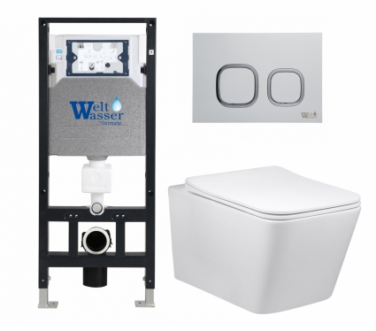 Комплект 3 в 1 инсталляция WeltWasser WW Amberg 506 10000005662 + Унитаз Vincea Q-Line VT1-12 + кнопка белая