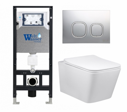 Комплект 3 в 1 инсталляция WeltWasser WW Amberg 506 10000005662 + Унитаз Vincea Q-Line VT1-12 + кнопка хром матовая
