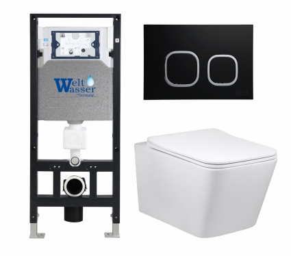Комплект 3 в 1 инсталляция WeltWasser WW Amberg 506 10000005662 + Унитаз Vincea Q-Line VT1-12 + кнопка черная
