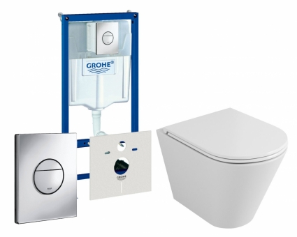 Комплект 3 в 1 инсталляция Grohe Rapid SL + Унитаз подвесной Owl 1975 Ruta-H OWLT190304 + кнопка хром Nova круглая