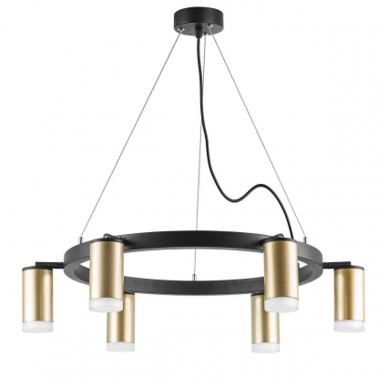 Подвесная люстра Lightstar Rullo (571016+214440-6+202430-6) LR0164060 в современном стиле, цвет золотой