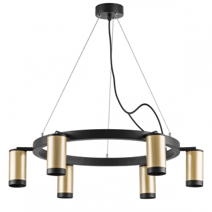 Подвесная люстра Lightstar Rullo (571016+214440-6+203437-6) LR01640637 в современном стиле, цвет золотой