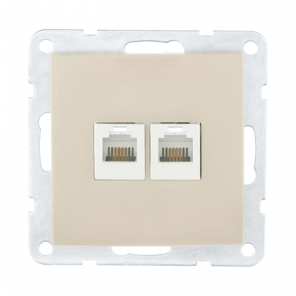 Розетка LK Studio компьютерная 2хRJ-45 кат. 5е с накладкой (бежевый) LK60 866201-1, цвет бежевый