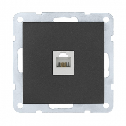 Розетка LK Studio компьютерная RJ-45 кат. 5е с накладкой (черный бархат) LK60 866108-1, цвет черный