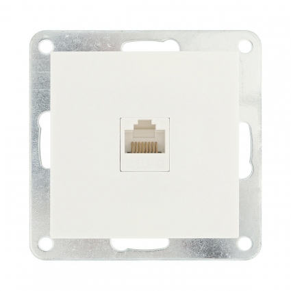 Розетка LK Studio компьютерная RJ-45 кат.5е с накладкой (белый) LK80 846104-1, цвет белый