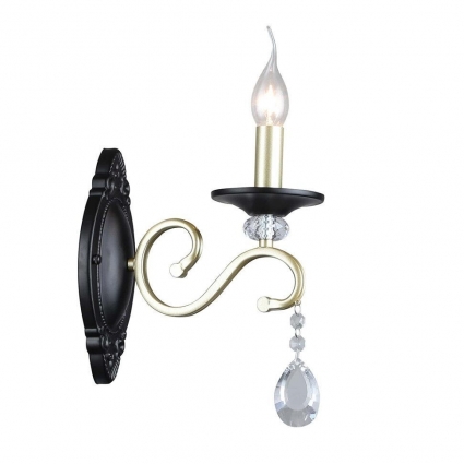 Бра Seven Fires Elek WD3596/1W-GD-BK-CL в классическом стиле, цвет черный, мощность 60 Вт