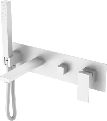 Смеситель для ванны с душем Boheme Qubic 474-2-MW С ВНУТРЕННЕЙ ЧАСТЬЮ, matt white, однорычажный, белый