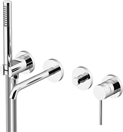 Смеситель для ванны с душем Gattoni Circle Two 9105/91C0 С ВНУТРЕННЕЙ ЧАСТЬЮ, хром, однорычажный, длина излива 14.5 см