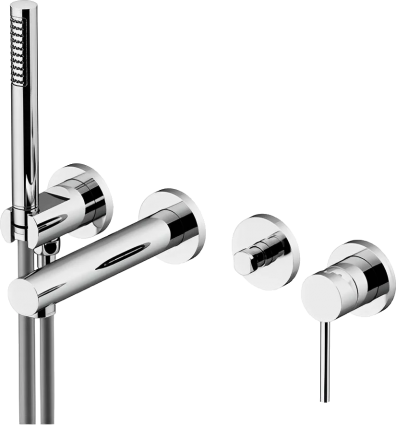 Смеситель для ванны с душем Gattoni Circle One 9005/90C0 С ВНУТРЕННЕЙ ЧАСТЬЮ, хром, однорычажный, длина излива 19 см