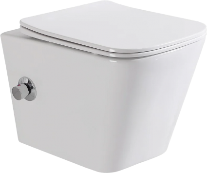 Унитаз подвесной BelBagno Due BB3103CHR-BS/SC с функцией биде и смесителем, белый, 35.5x48 см