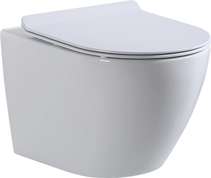 Унитаз приставной beWash Minimal BKWHR003480 безободковый, с микролифтом, белый глянец, 36.5x56 см