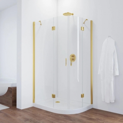 Душевой уголок Vegas Glass AFS-F TUR NOVO h1890 100*90 09 01 L профиль золото, стекло прозрачное, прямоугольный-асимметричный, двери распашные