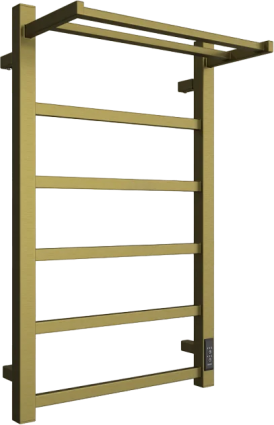 Полотенцесушитель электрический Двин Fj Plaza Neo 80/50 состаренная бронза матовая, с полкой, лесенка