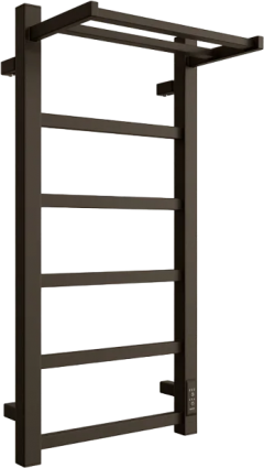 Полотенцесушитель электрический Двин Fj Plaza Neo 80/40 чёрный матовый, с полкой, черный, лесенка