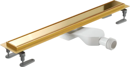 Душевой лоток Excellent Stilio Gold INEX.1515.900.R.GL 90 см, с декоративной решеткой, в пол около стены, выпуск боковой