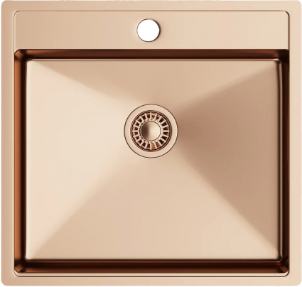 Мойка кухонная TopZero TNL TNL540 GOLD ROSE медь полированная, квадратная, 54x52 см
