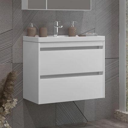 Тумба для комплекта Opadiris Фреш 70 белая, вар.2, подвесная, глянцевая