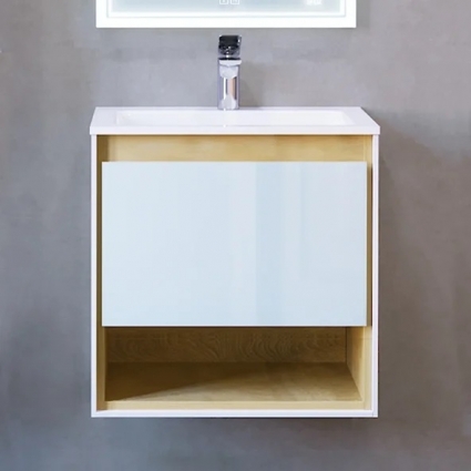 Тумба для комплекта Jorno Glass 65 подвесная, глянцевая, с доводчиками