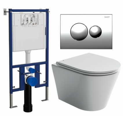 Комплект 3 в 1 инсталляция Loranto 4501 + Унитаз подвесной Ceramica Nova Forma CN3011 + кнопка хром