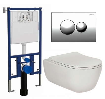 Комплект 3 в 1 инсталляция Loranto 4501 + Унитаз подвесной Berges Wasserhaus Ego XL 082118 + кнопка хром