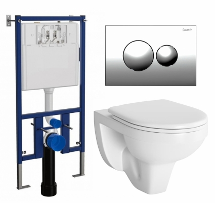 Комплект 3 в 1 инсталляция Loranto 4501 + Унитаз подвесной Berges Wasserhaus Gamma 081105 + кнопка хром