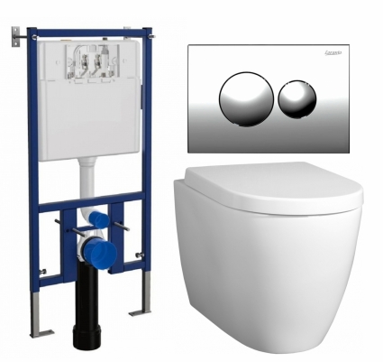 Комплект 3 в 1 инсталляция Loranto 4501 + Унитаз подвесной BelBagno Marino + кнопка хром