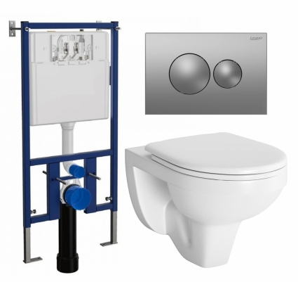 Комплект 3 в 1 инсталляция Loranto 4501 + Унитаз подвесной Berges Wasserhaus Gamma 081105 + кнопка хром матовая