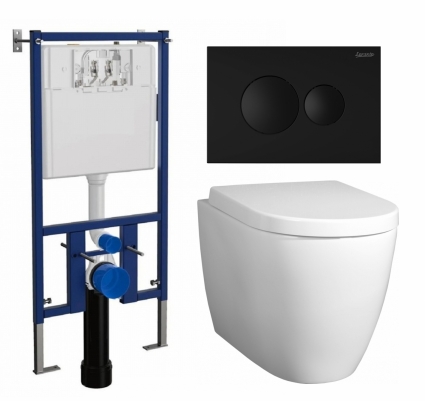 Комплект 3 в 1 инсталляция Loranto 4501 + Унитаз подвесной BelBagno Marino + кнопка черная матовая