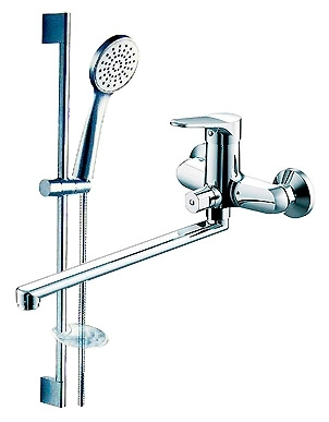 Смеситель Bravat Eco F00408C с душевым гарнитуром, однорычажный, хром