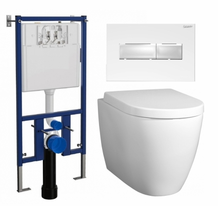 Комплект 3 в 1 инсталляция Loranto 4501 + Унитаз подвесной BelBagno Marino + кнопка белая глянцевая