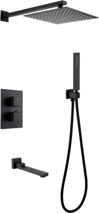 Душевой комплект Abber Daheim AF8250B С ВНУТРЕННЕЙ ЧАСТЬЮ, черный матовый, шланг металлический 150 см, 1 режим