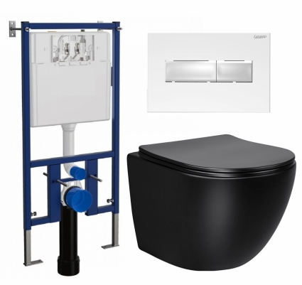 Комплект 3 в 1 инсталляция Loranto 4501 + Унитаз Vincea Globo VT1-14SMB + кнопка белая глянцевая