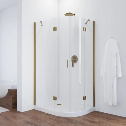 Душевой уголок Vegas Glass AFS-F TUR NOVO h1890 120*110 05 01 L профиль бронза, стекло прозрачное, прямоугольный-асимметричный, двери распашные