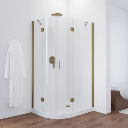 Душевой уголок Vegas Glass AFS-F TUR NOVO h1890 120*80 05 01 R профиль бронза, стекло прозрачное, прямоугольный-асимметричный, двери распашные