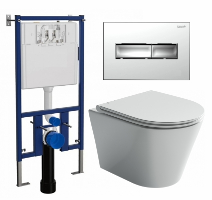 Комплект 3 в 1 инсталляция Loranto 4501 + Унитаз подвесной Ceramica Nova Forma CN3011 + кнопка хром