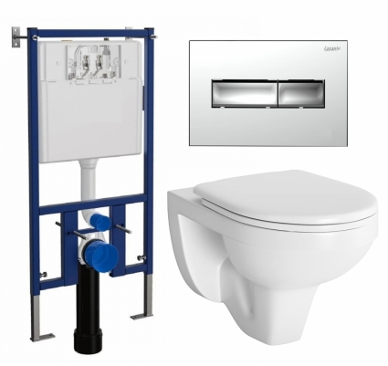 Комплект 3 в 1 инсталляция Loranto 4501 + Унитаз подвесной Berges Wasserhaus Gamma 081105 + кнопка хром