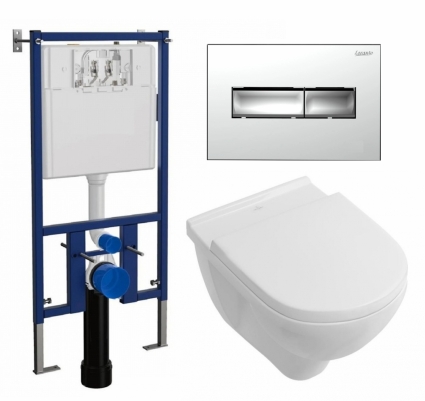 Комплект 3 в 1 инсталляция Loranto 4501 + Унитаз подвесной Villeroy & Boch O Novo Directflush + кнопка хром