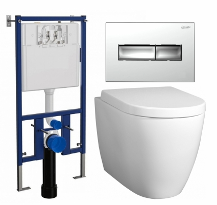 Комплект 3 в 1 инсталляция Loranto 4501 + Унитаз подвесной BelBagno Marino + кнопка хром