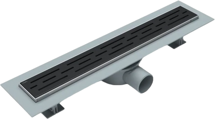 Душевой лоток Esbano Eco Rain 50 cм, матовый черный, в пол около стены, выпуск боковой