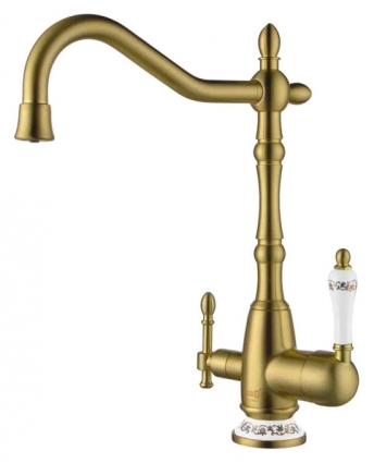 Смеситель Zorg Clean Water ZR 312 YF-50-BR для кухонной мойки однорычажный, высота излива 25.5 см