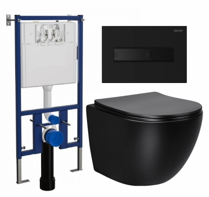 Комплект 3 в 1 инсталляция Loranto 4501 + Унитаз Vincea Globo VT1-14SMB + кнопка черная матовая
