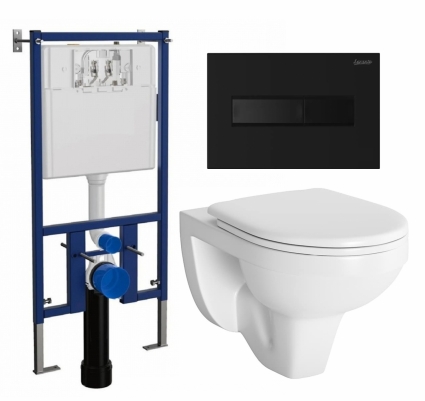 Комплект 3 в 1 инсталляция Loranto 4501 + Унитаз подвесной Berges Wasserhaus Gamma 081105 + кнопка черная матовая