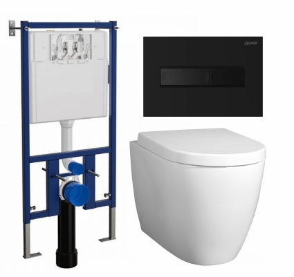 Комплект 3 в 1 инсталляция Loranto 4501 + Унитаз подвесной BelBagno Marino + кнопка черная матовая
