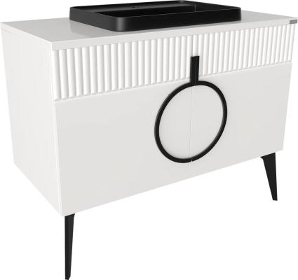 Тумба для комплекта STWORKI Valisso 105 white, черные ручки, подвесная, глянцевая