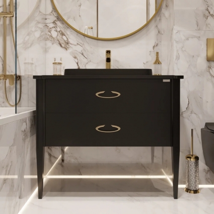 Тумба с раковиной STWORKI Luna 100 black matt, подвесная, матовая