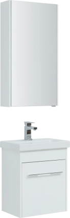 Мебель для ванной Aquanet Августа Moduo Slim 50 белая, ручка хром, подвесная, глянцевая