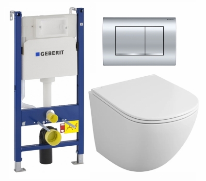 Комплект 3 в 1 инсталляция Geberit Duofix Delta30 458.163.21.1 + Унитаз подвесной Owl 1975 Cirkel-H OWLT190302 + кнопка хром