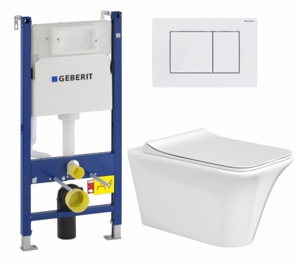 Комплект 3 в 1 инсталляция Geberit Duofix + Унитаз подвесной CeruttiSpa Nivolet Aria 9034 + кнопка белая