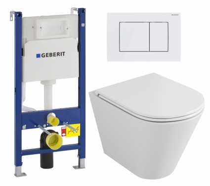 Комплект 3 в 1 инсталляция Geberit Duofix + Унитаз подвесной Owl 1975 Ruta-H OWLT190304 + кнопка белая