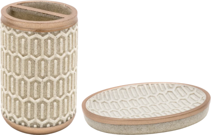 Набор Ridder Laila Стакан Ridder Laila 2159209 бежевый + Мыльница Ridder Laila 2159309 бежевая настольная,  в современном стиле